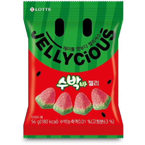 Цукерки желейні зі смаком кавуна Jellycious Lotte 56г