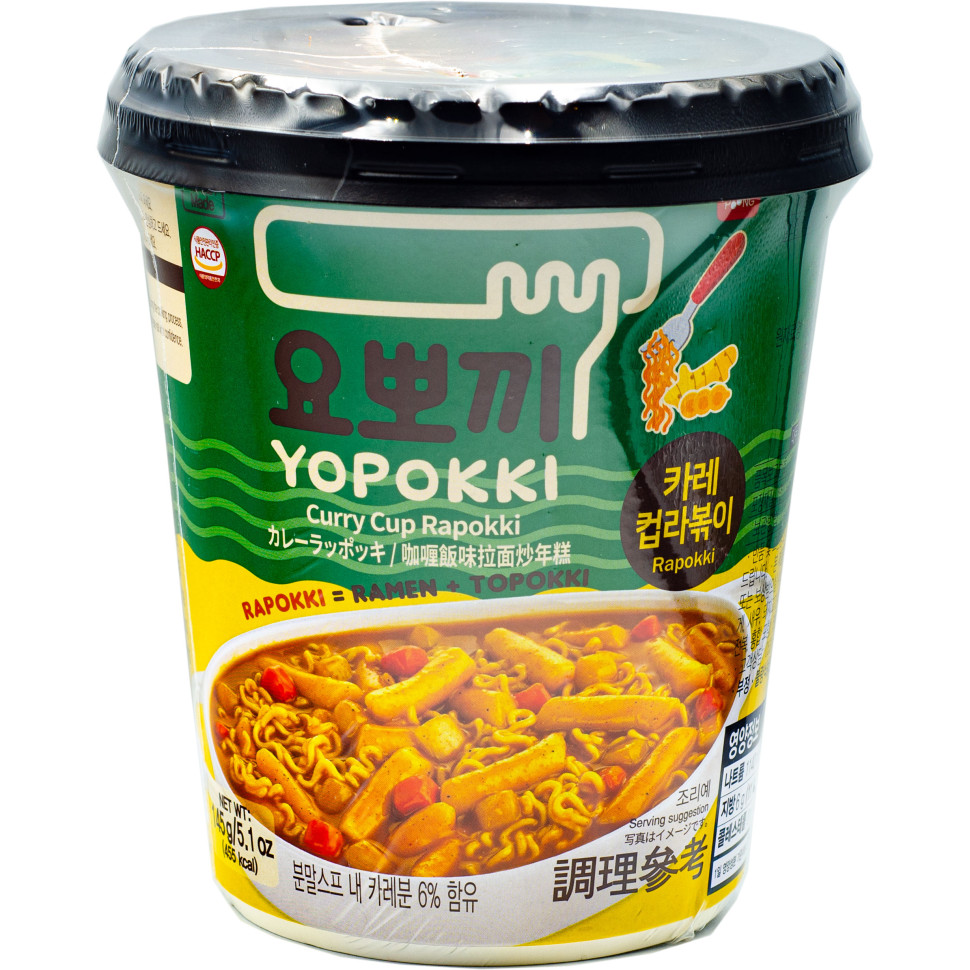 Рапокки со вкусом карри Yopokki в стакане 145г