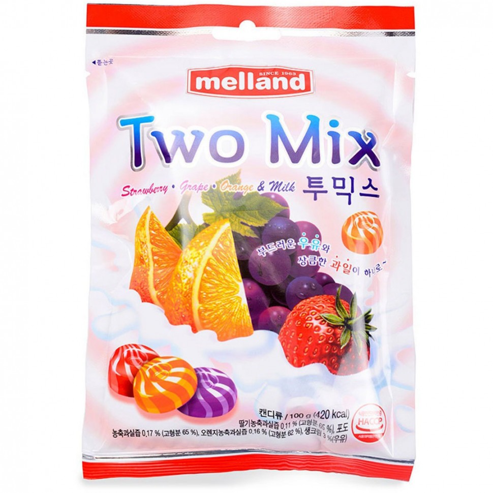 Леденцы фруктовый микс Two Mix Melland 100г