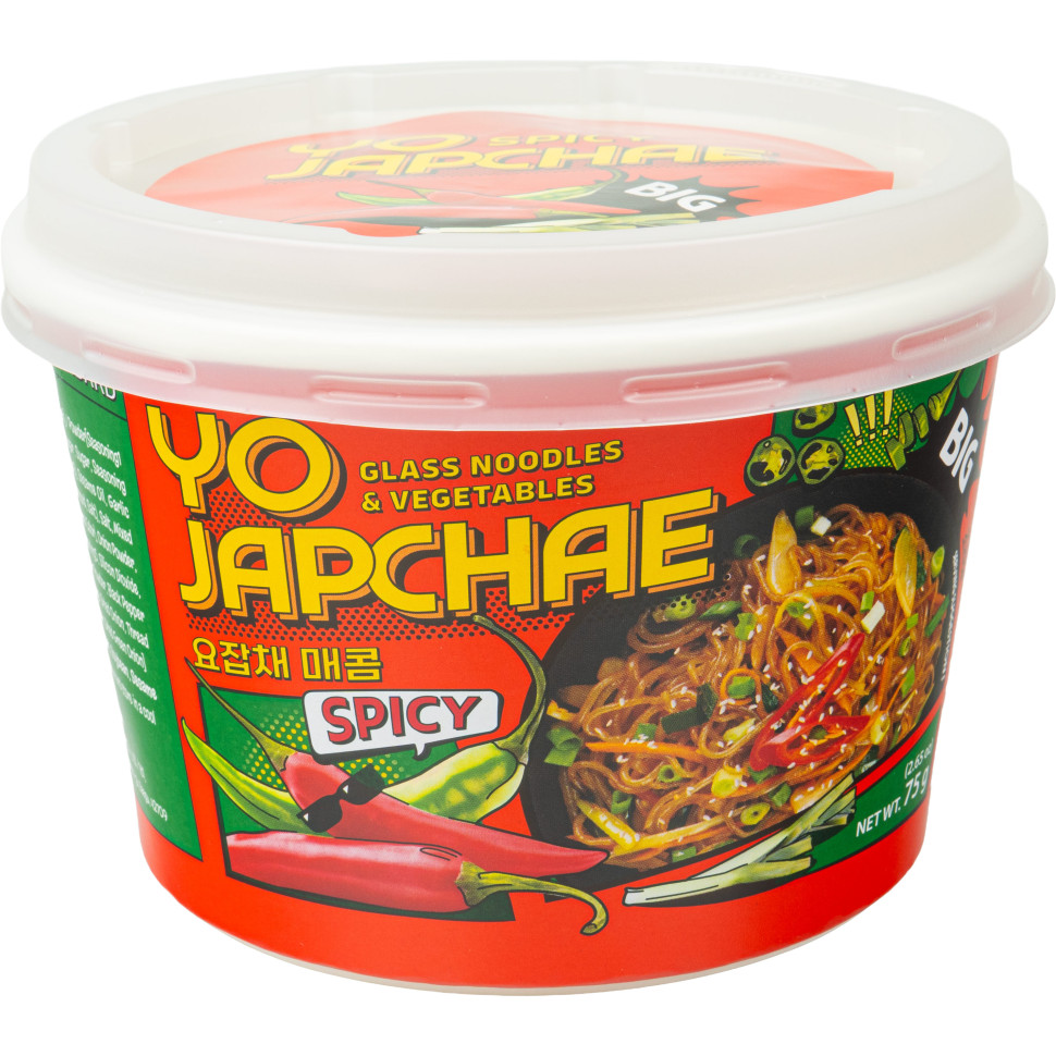 Крохмальна локшина швидкого приготування Japchae Spicy у мисці Yopokki 75г