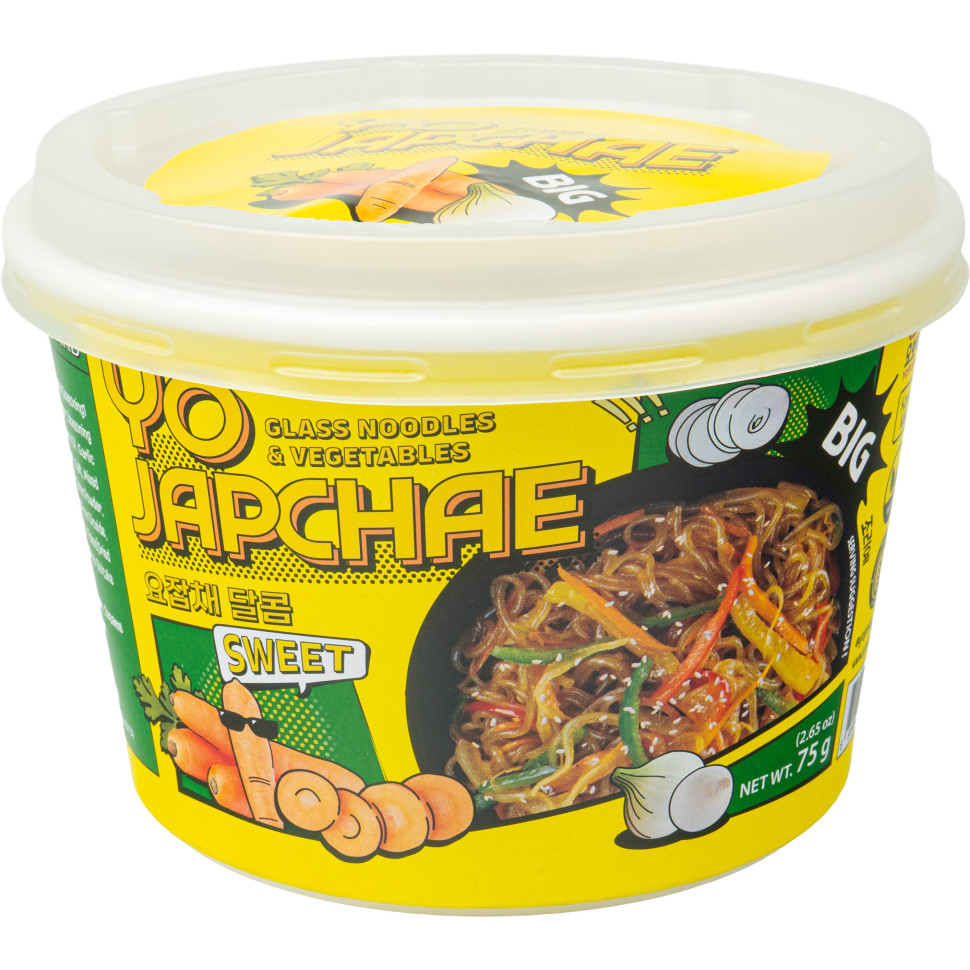 Крохмальна локшина швидкого приготування Japchae Sweet у мисці Yopokki 75г