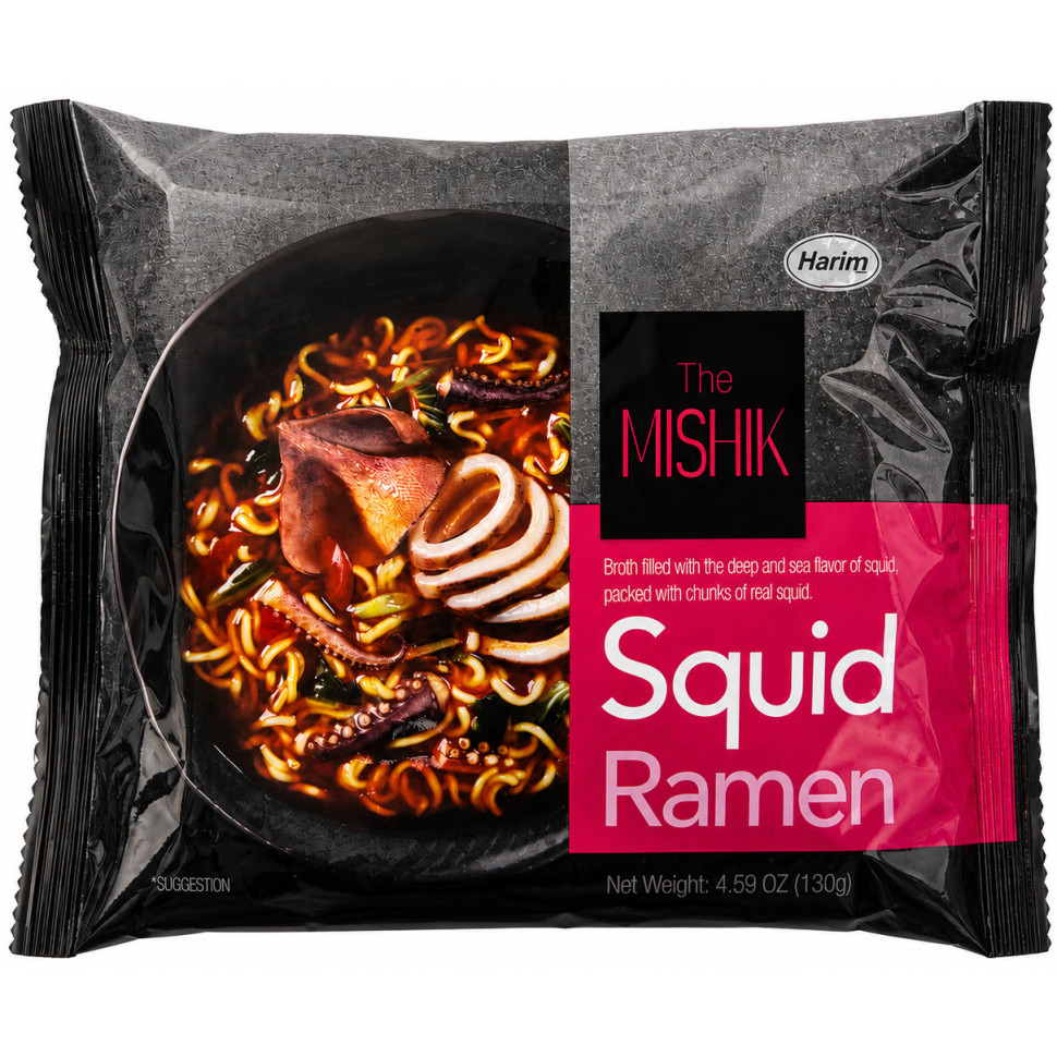 Суп рамьон The Mishik Squid Ramen зі смаком кальмара Harim 130г