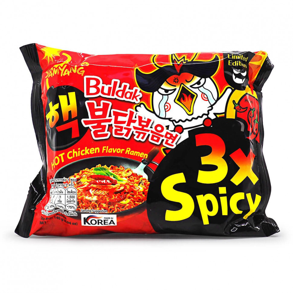 Лапша рамен очень острая Бульдак 3x Spicy Samyang 140г