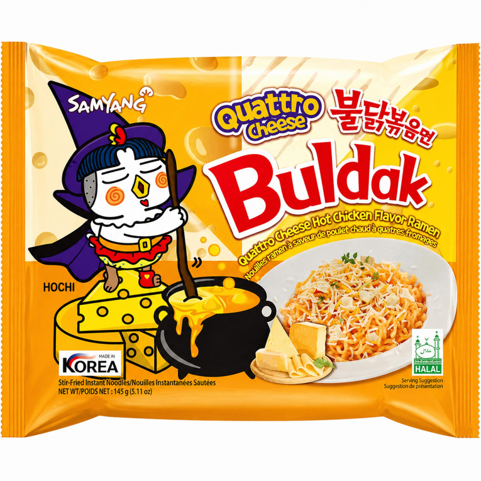 Локшина рамьон дуже гостра Бульдак Quattro Cheese Samyang 145г