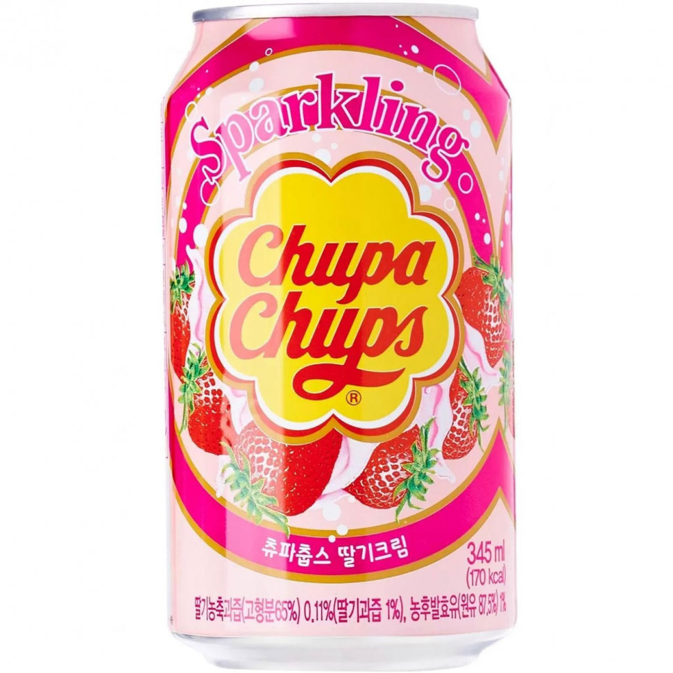 Напій газований Полуниця з вершками Chupa Chups 345мл